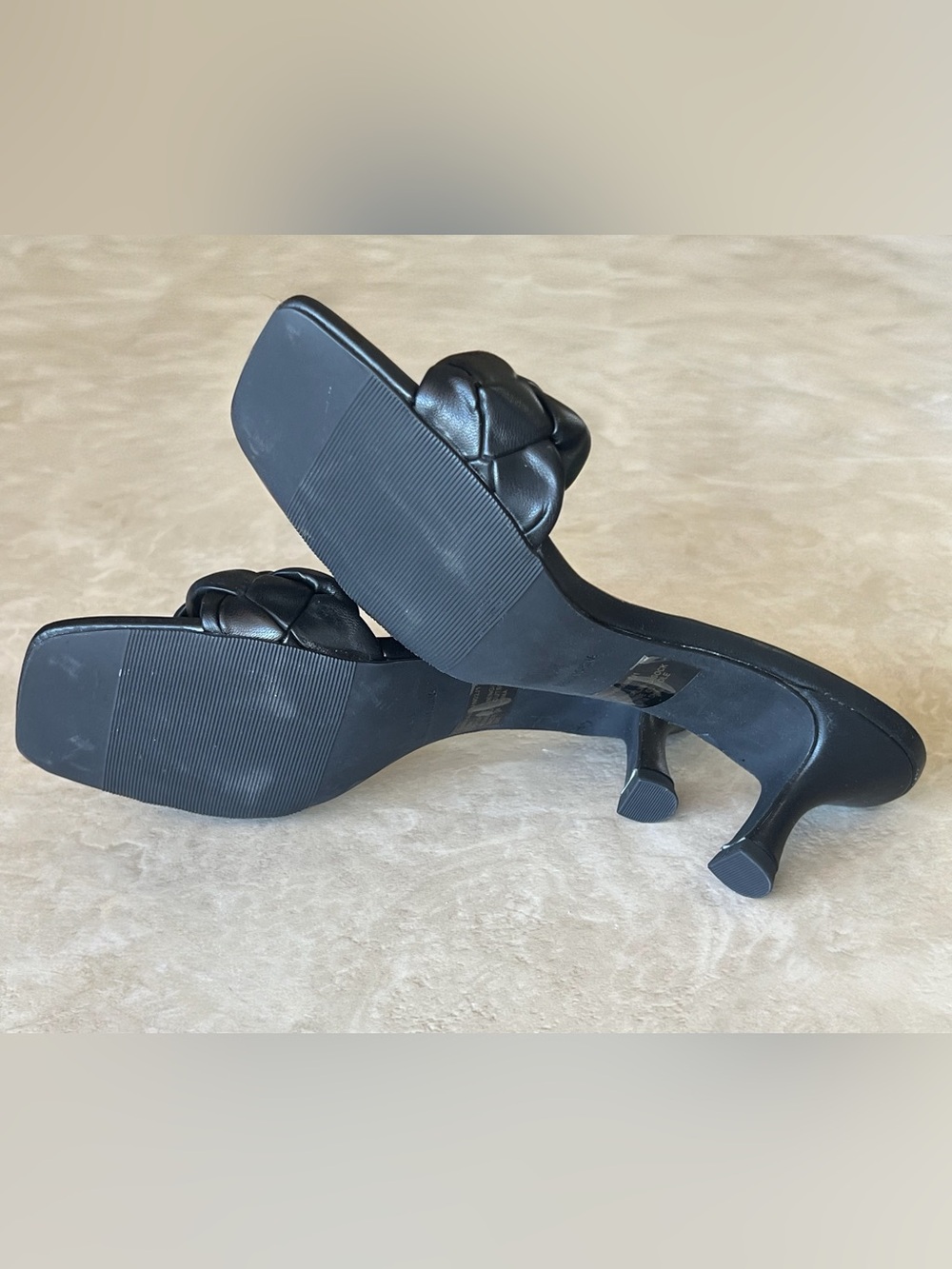 Madden Girl Black Braided Mule Heels Square Toe Kitten Heel Sandals Size 8 - Picture 5 of 5